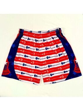 ChalkTalk Sports Lacrosse Shorts Mens Small Beckett Stars and Stripes America US